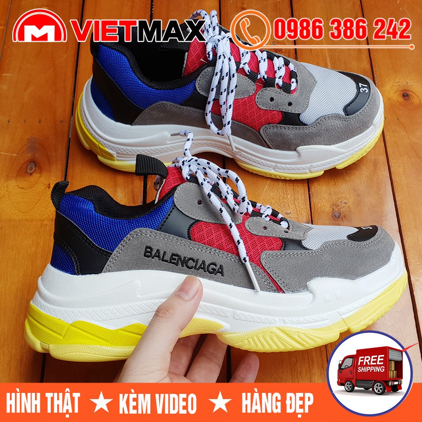 Giày Thể Thao Balen Triple S Đỏ Xanh Khuyến Mãi