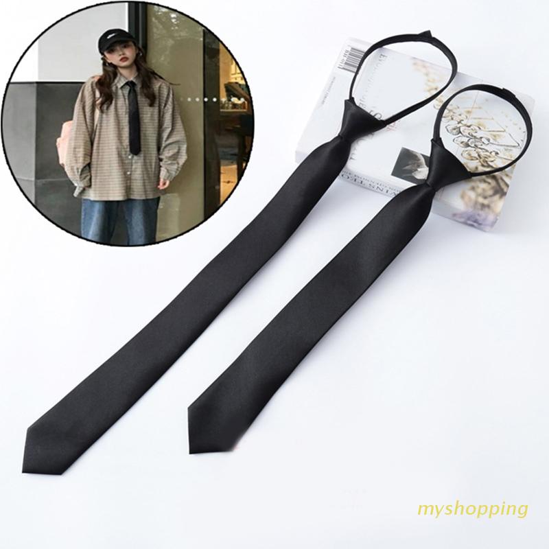 Cà Vạt Màu Đen Trơn Có Khóa Kéo Điều Chỉnh Được Tiện Dụng Cho Nam Và Nữ