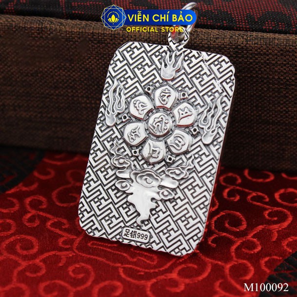 Mặt dây chuyền bạc nam Phật bản mệnh 12 con giáp Om Mani Padme Hum chất liệu bạc Thái 925 Viễn Chí Bảo M100092