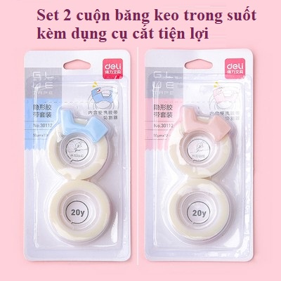 [BK01] Set 2 cuộn băng keo kèm dụng cụ cắt tiện lợi