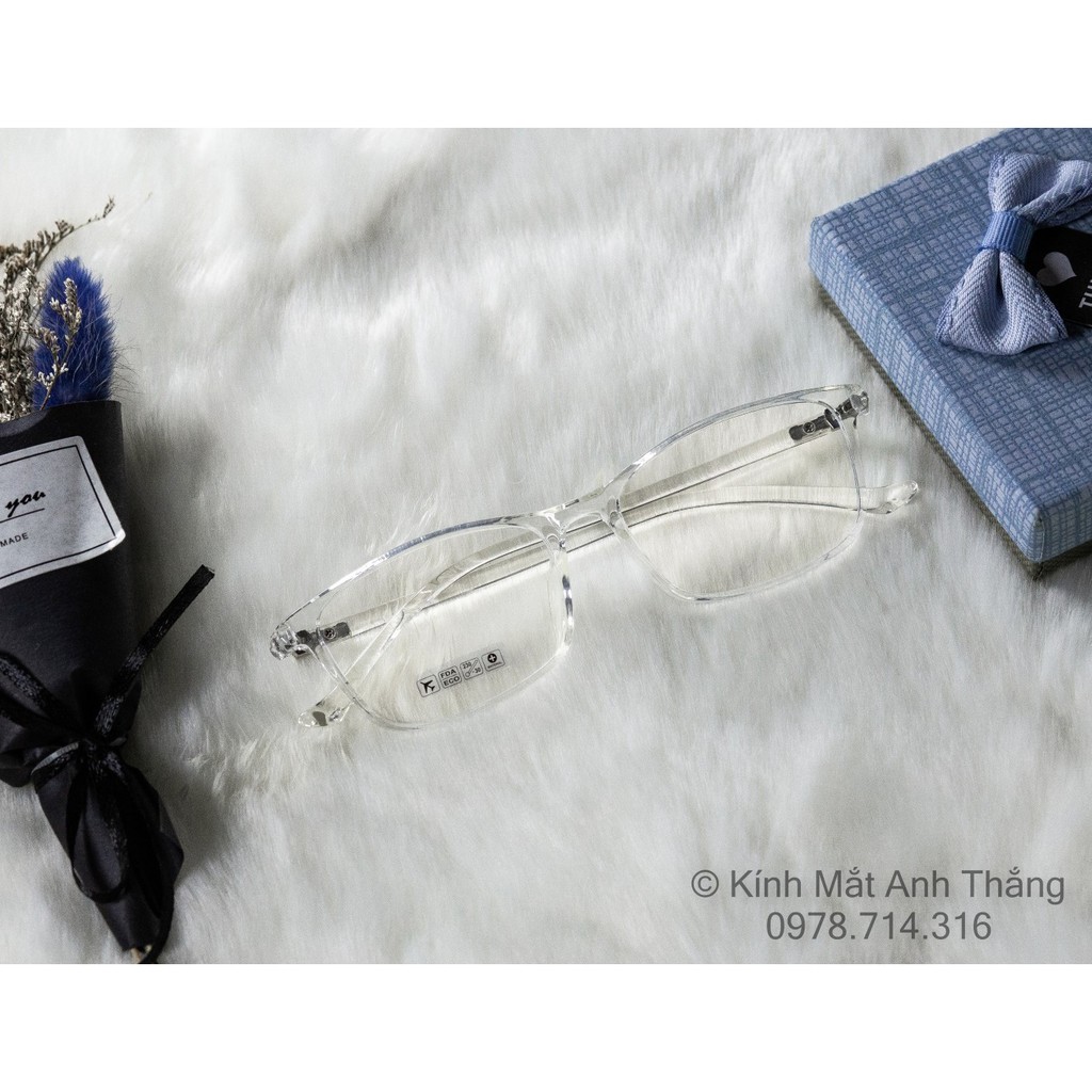 Gọng kính cận nhựa dẻo trong suốt 2 màu trắng hồng (201) | BigBuy360 - bigbuy360.vn