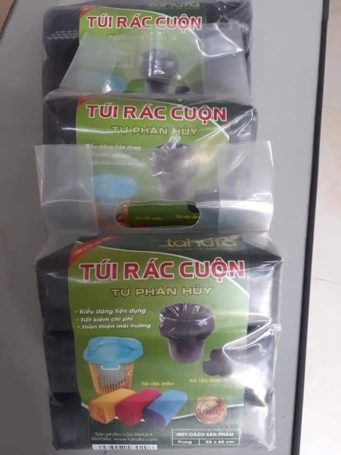 TÚI ĐỰNG RÁC TỰ PHÂN HUỶ ĐEN( Set 3 cuộn túi đựng rác)