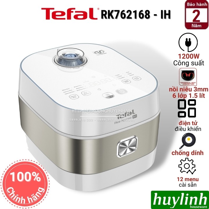 [Mã ELHAMS5 giảm 6% đơn 300K] Nồi cơm điện tử cao tần IH Tefal RK762168 - 1.5 Lít - 1200W