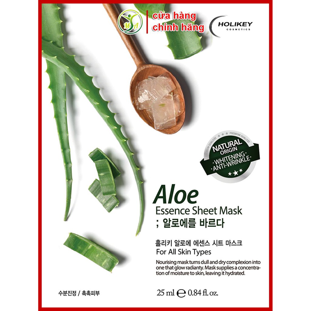 [SIÊU RẺ] Combo 5 miếng mặt nạ dưỡng da tinh chất nha đam Holikey Aloe Vera Essence Sheet Mask chính hãng