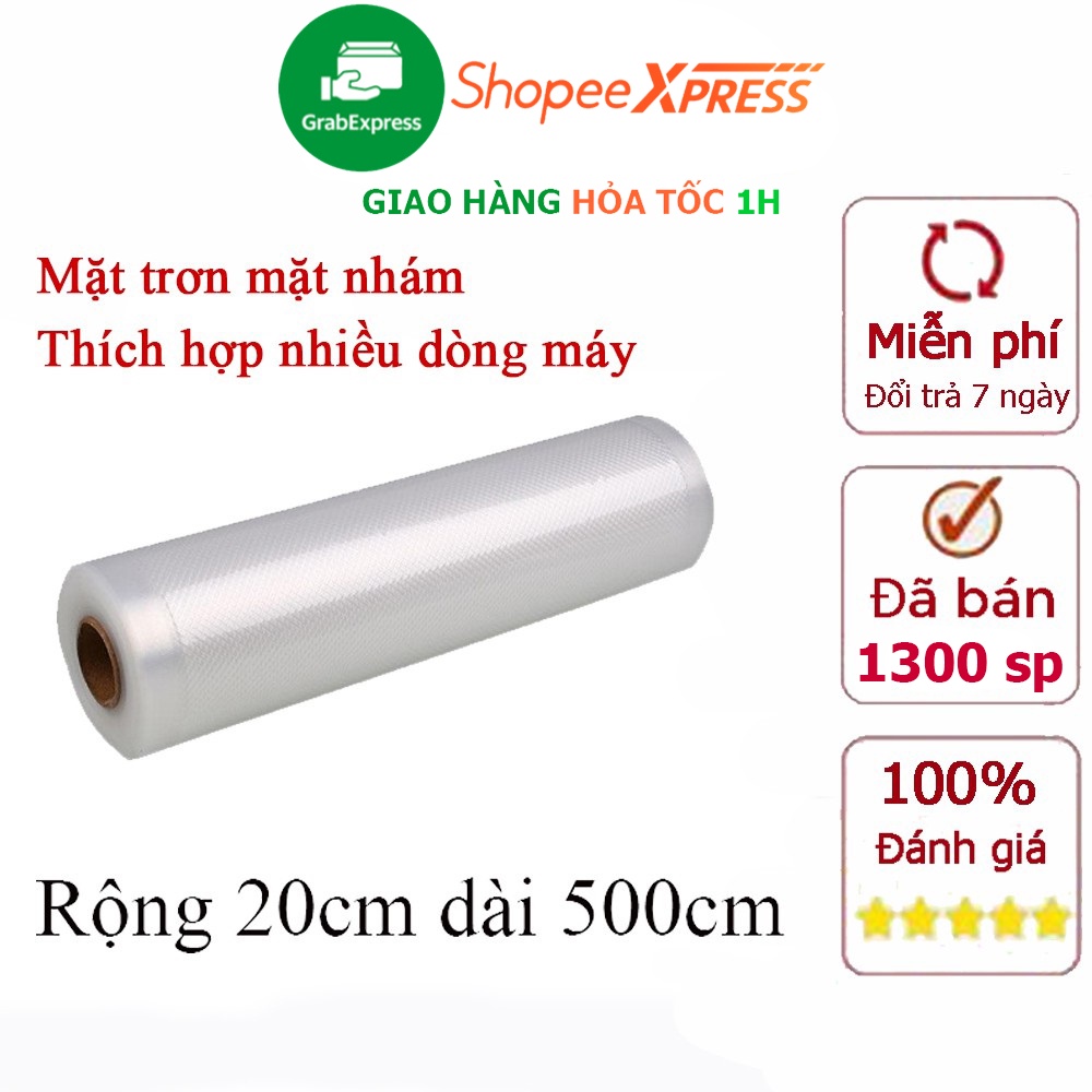 Cuộn túi hút chân không một mặt nhám dùng được cho tất cả các máy hút chân không rộng 20cm dài 500cm