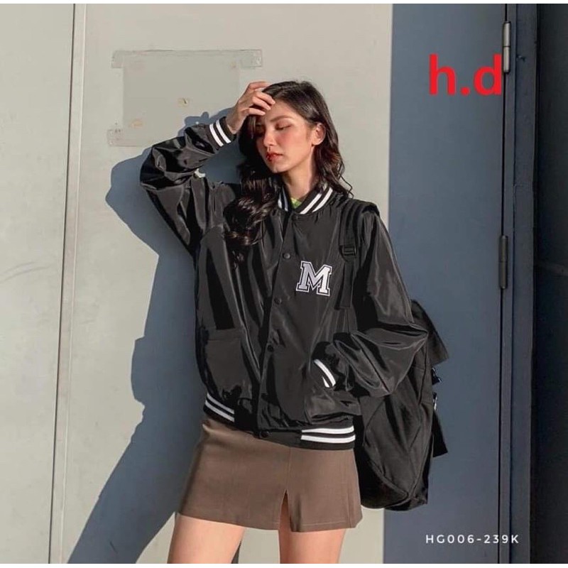 áo khoác gió nhẹ bomber 1 lớp lô gô chữ M