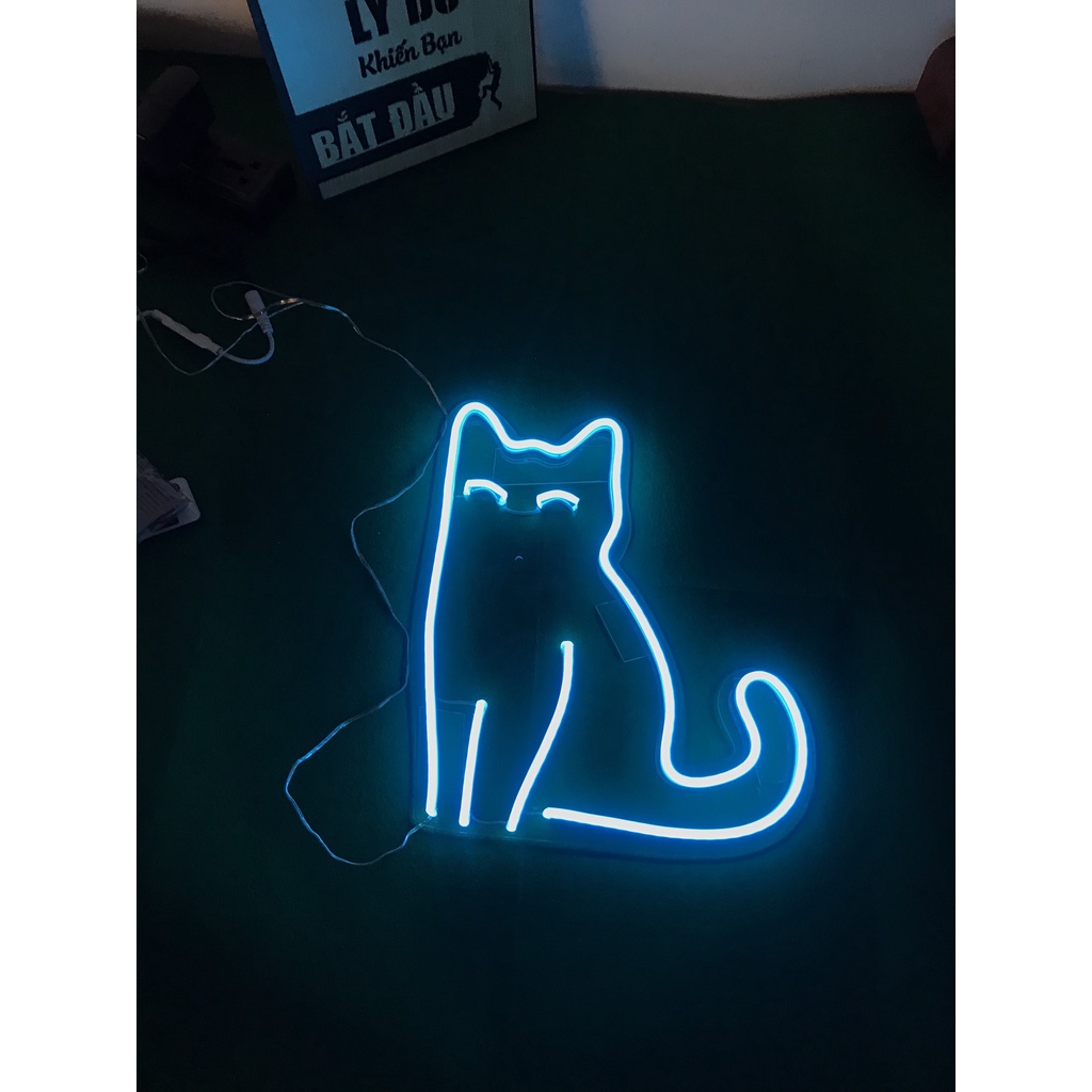 Đèn led Neon trang trí hình Mèo mẫu 2| Đèn neon trang trí phòng ngủ, treo tường, quà tặng cực chất