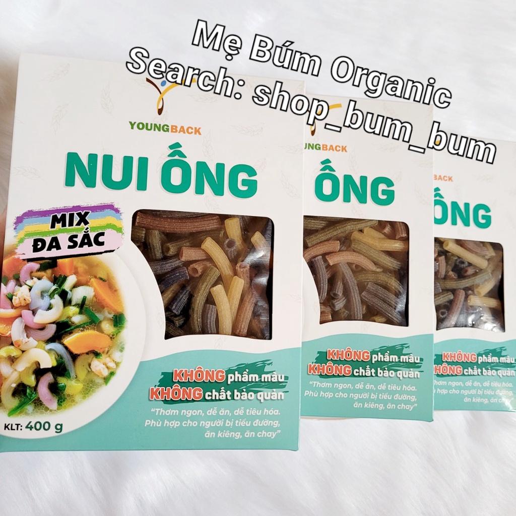 [HCM giao hỏa tốc] Combo 3 hộp nui gạo lứt rau củ mix đa sắc Youngback - 400g/hộp- Đẹp mắt và giàu dinh dưỡng