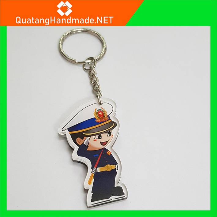 In móc khóa công an,quân đội chibi - quà lưu niệm, quà tặng sinh nhật, quà handmade ý nghĩa