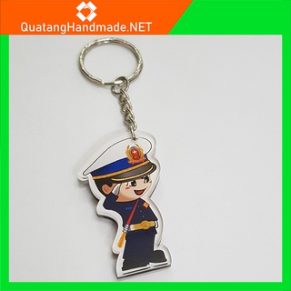 In móc khóa công an,quân đội chibi - quà lưu niệm, quà tặng sinh nhật, quà  handmade ý nghĩa