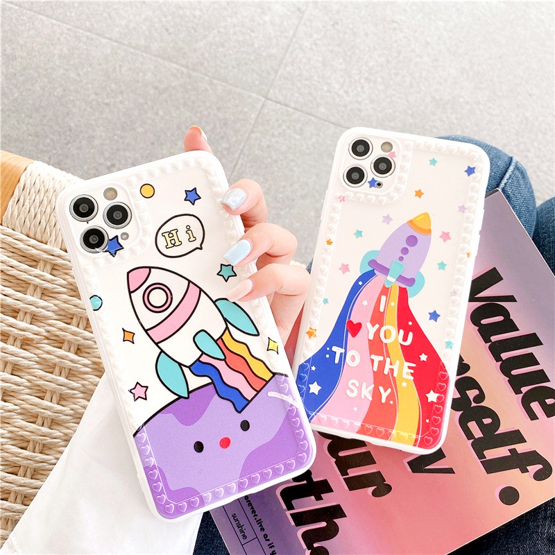 Ốp lưng iphone Rainbow Rocket IMD dày dặn viền nổi 6/6plus/6s/6splus/7/7plus/8/8plus/x/xs/11/12/pro/max/plus/promax | BigBuy360 - bigbuy360.vn