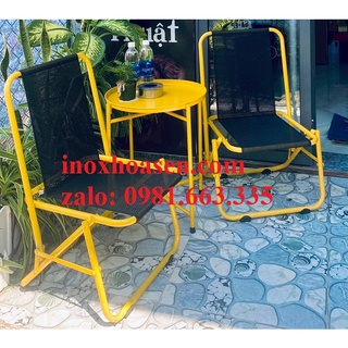 Ghế xếp cafe sắt giá rẻ(combo 2 ghế 1 bàn)