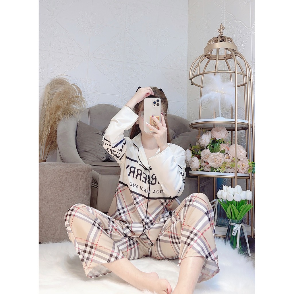 Bộ Pijama - Bộ ngủ nhà dài tay [Free Ship] chất liệu lụa latin cao cấp , thoáng mát , mềm mịn.