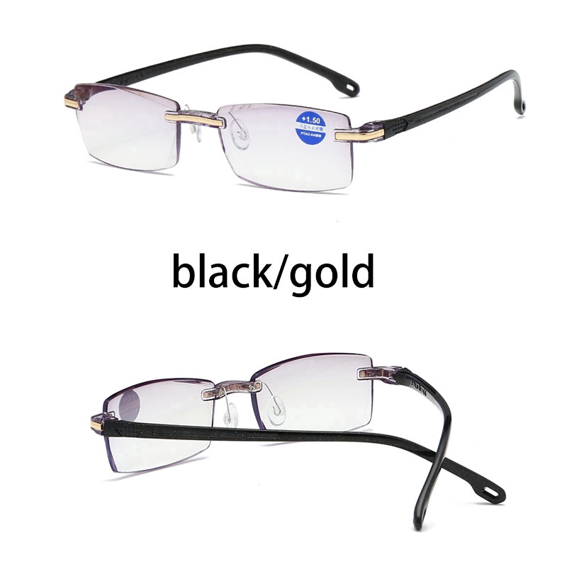 PLUS (+100°~+400°）Reading Glasses Anti-radiation &amp; blue light Rimless Women Men