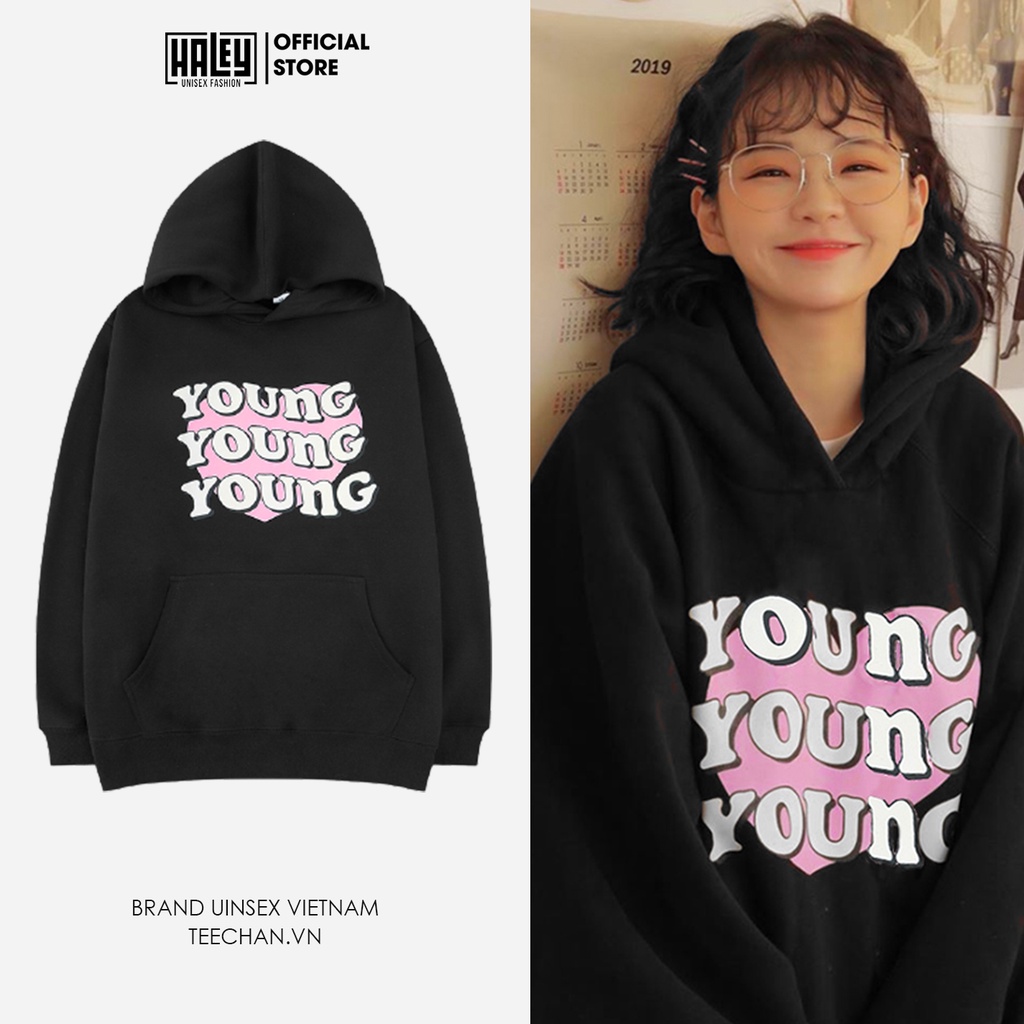 Áo Hoodie Nỉ Bông Young Nam Nữ HALEY Unisex Hàn Quốc mã HD156 Chất nỉ đẹp dày - Quà tặng ngẫu nhiên