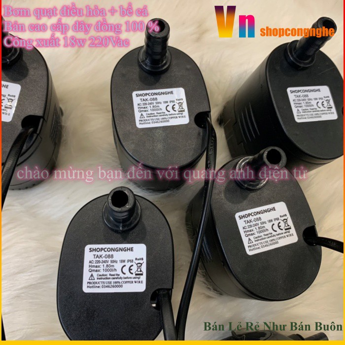 Bơm nước cho quạt hơi nứớc dây đồng 100% 18w