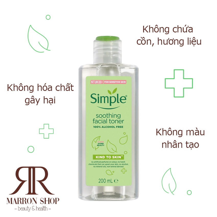 Nước hoa hồng Simple Soothing Facial Toner 200ml