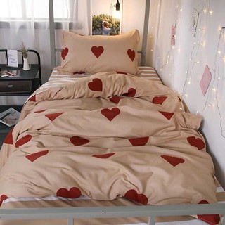 Bộ chăn ga cotton poly tim đỏ