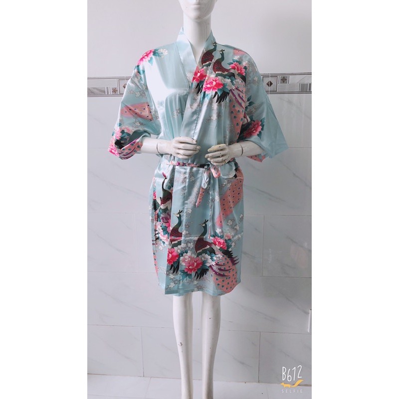 [50-75ký]Áo khoác lụa kimono  hoạ tiết công phượng