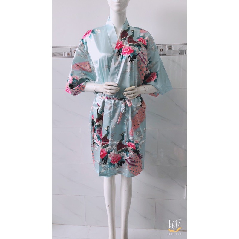 [50-75ký]Áo khoác lụa kimono 👘 hoạ tiết công phượng