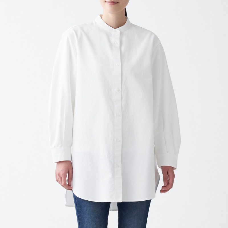 Muji Áo Tunic Vải Oxford Washed