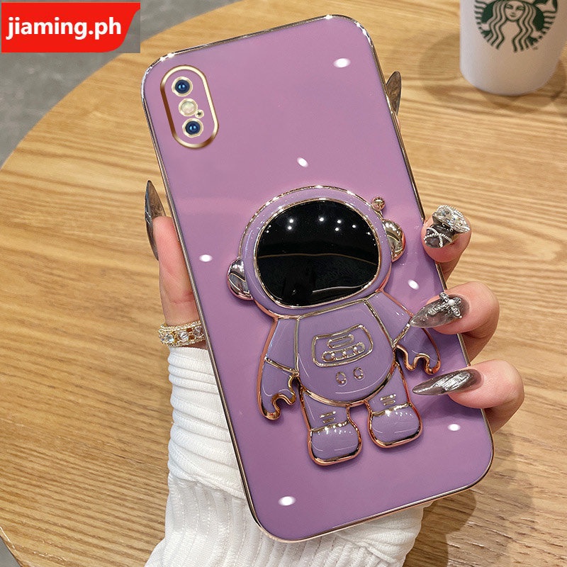 Ốp Điện Thoại Mềm Mạ Điện Hình Phi Hành Gia 3D Có Giá Đỡ Cho iphone XR X XS Max
