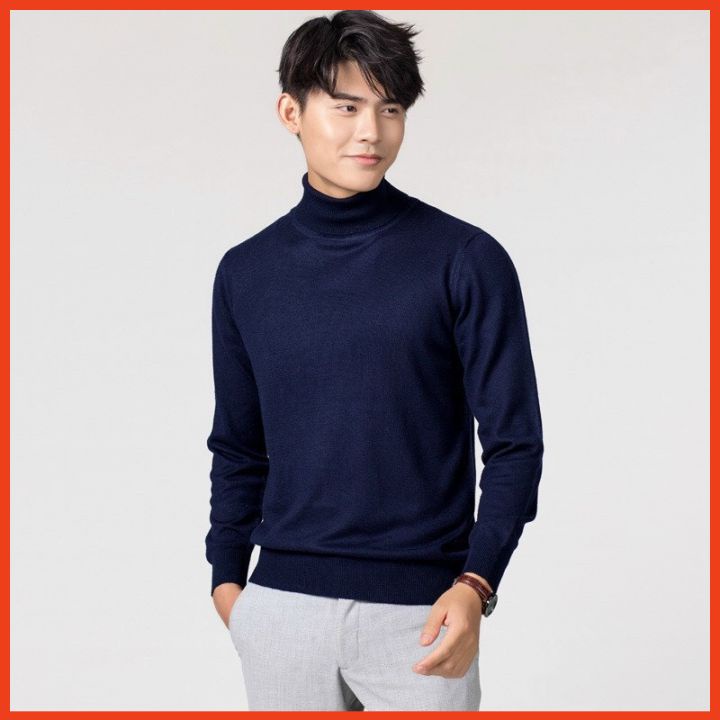 Áo Len Nam Dài Tay Cao Cấp Trơn Cổ Lọ Phong Cách Hàn Quốc Chất Len Mềm Mịn Ôm Body Áo Ấm Len Nam Đẹp