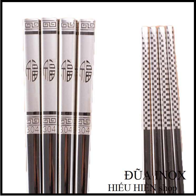 Combo10 đôi đũa INOX 304 PHÚC LÀNH ,khắc laser chống trượt, Đũa Ăn Cơm Phong Cách Mới