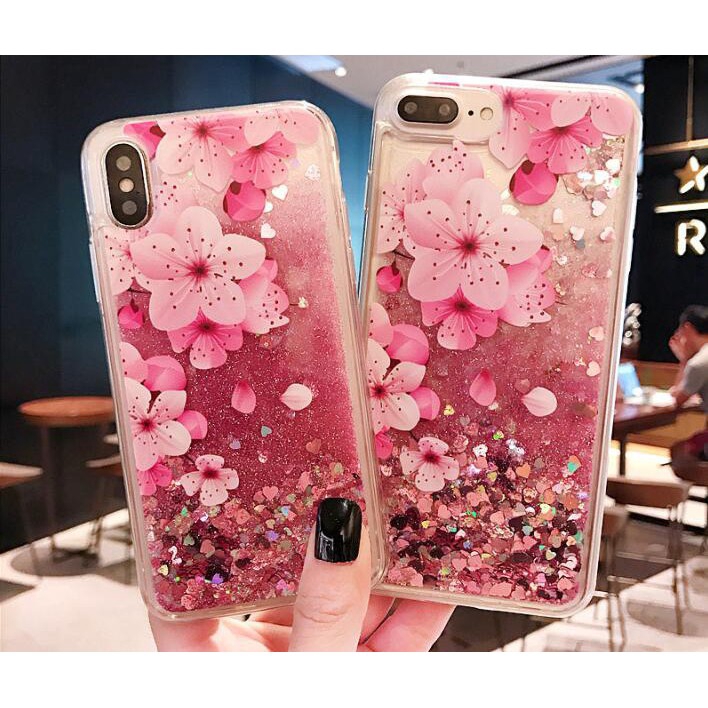 trường hợp FashionCase Samsung A50 S6 S7 Edge S8 S9 S10 Plus A5 A6 A7 A8 A9 2018 Floral Liquid Casings