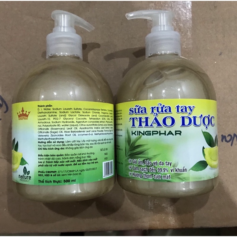 Sữa Rửa Tay Thảo Dược Kingphar - Chai 500ml - giúp làm sạch và giữ ẩm cho làn da