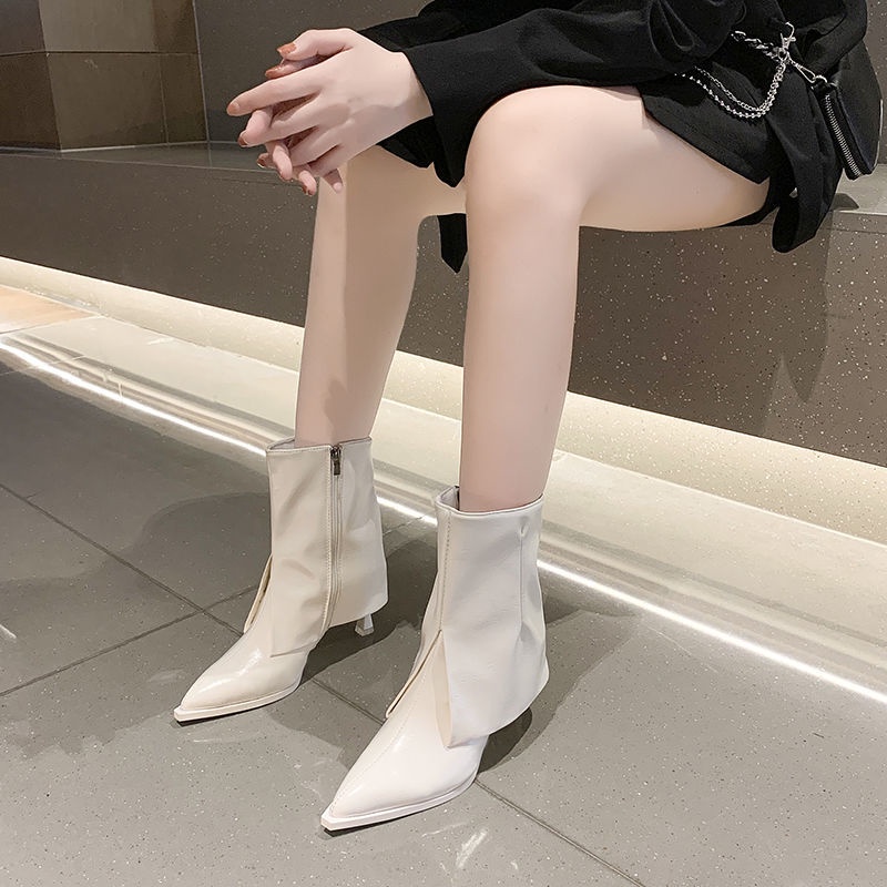 💗Giày Bốt Martin Cổ Thấp Cá Tính Thời Trang👢 Giày Bốt Martin Cao Gót Cổ Ngắn Mũi Nhọn Thoải Mái Chống Trượt Thời Trang Phong Cách Anh Quốc Cho Nữ 2021