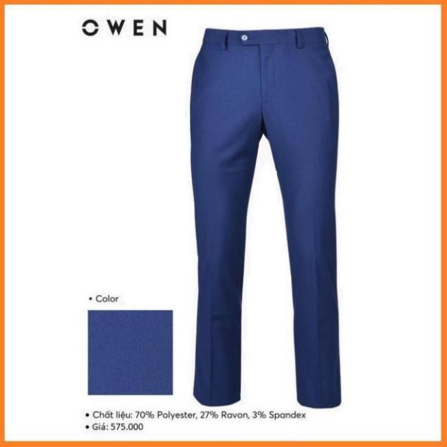 Xa sale ( Xả Tết ) OWEN - Quần âu nam màu xanh navy cạp tăng đơ co dãn 91351 Cực . D08 . ¹ n