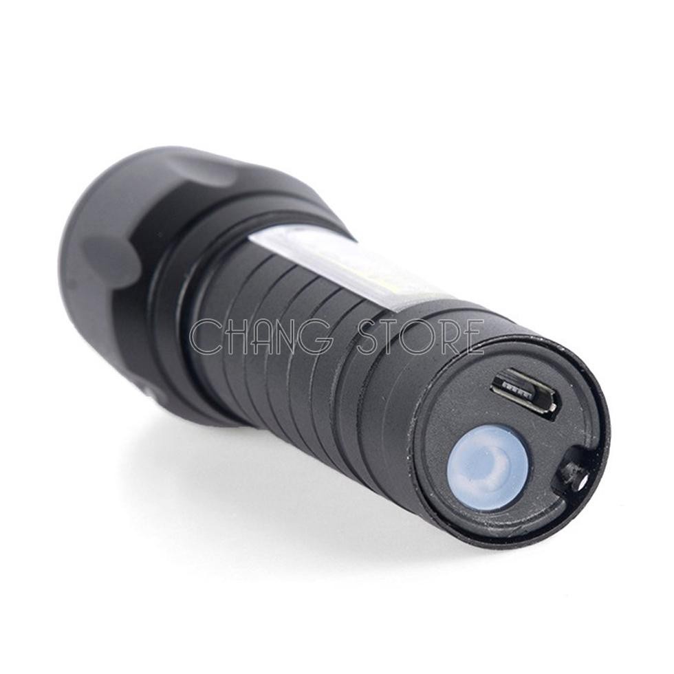 Đèn pin mini siêu sáng T1 3 chế độ sáng, chống nước, kèm hộp + cáp sạc