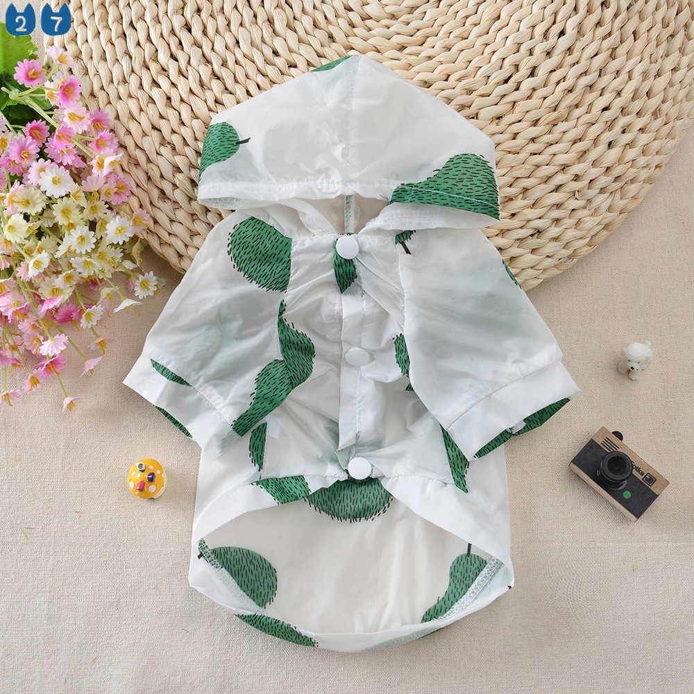 Áo Mưa Chống Nắng Dạng Hoodie In Họa Tiết Trái Cây 27 Món Cho Cún Cưng