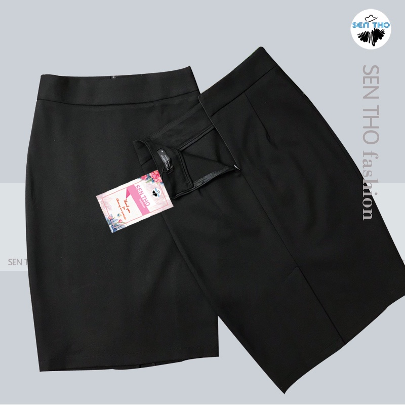 Chân Váy Công Sở Bút Chì Chất Umi Hàn Lưng Thun Cạp Cao Co Giãn Ôm Body Xẻ Sau Dáng Ngắn Màu Đen | BigBuy360 - bigbuy360.vn