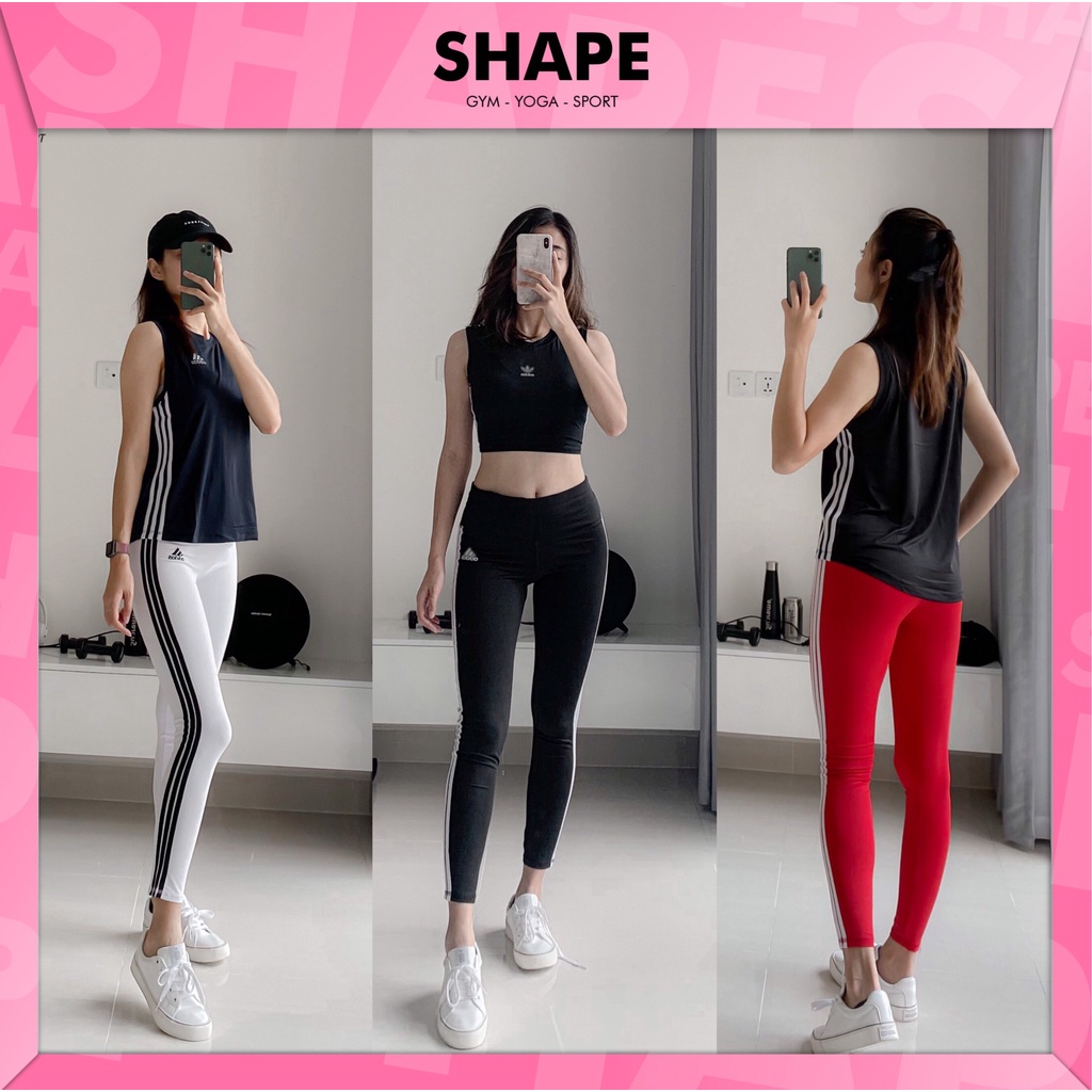 Quần legging 3 sọc bên tập gym yoga cho nữ [ QD010]