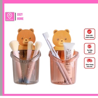 Cốc Gấu Dán Tường Để Bàn Chải Đánh Răng Hình Gấu Có Lỗ Thoát Nước Tiện Lợi COZY HOME