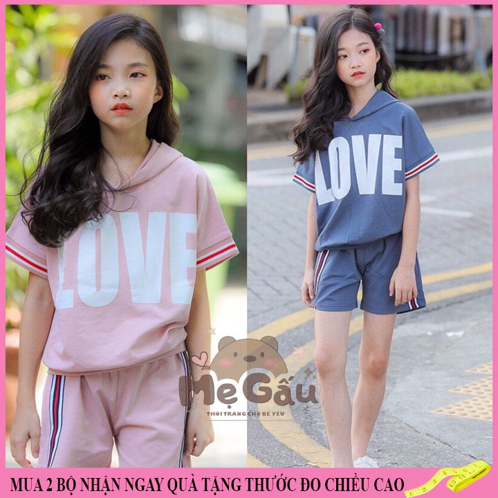 Bộ bé gái 15-45kg ,quần áo bé gái 4-14 tuổi LOVE phong cách cá tính ,quần áo trẻ em chất liệu thoáng mát.LOVE33