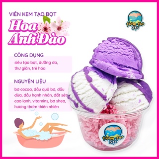 Viên kem tạo bọt bồn tắm bồng bềnh, Thơm Tho Sto, hương HOA ANH ĐÀO nhiều bọt mềm da, bubble scoop, 80, 160, 240 gram