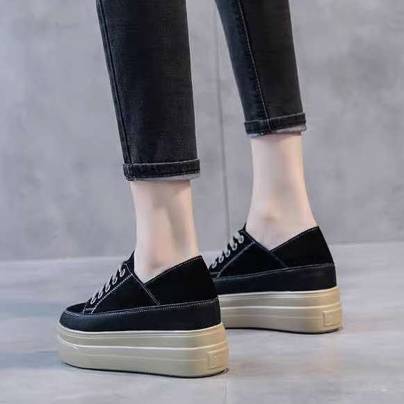 Giày Da Đế Dày Tăng Chiều Cao Phong Cách Retro Hàn Quốc Cho Nữ