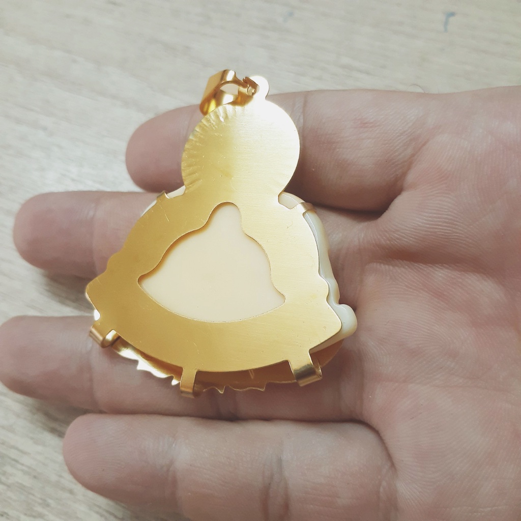 Mặt dây chuyền Phật Di Lặc loại to màu trắng ngà bọc inox không đen không gỉ