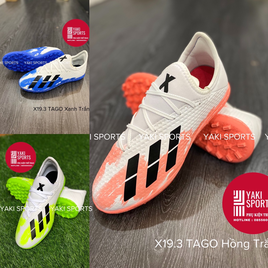 Giày đá bóng Tago X19.3 siêu hot- Khâu kín đế- Giày đá banh sân cỏ nhân tạo màu Xanh Dương