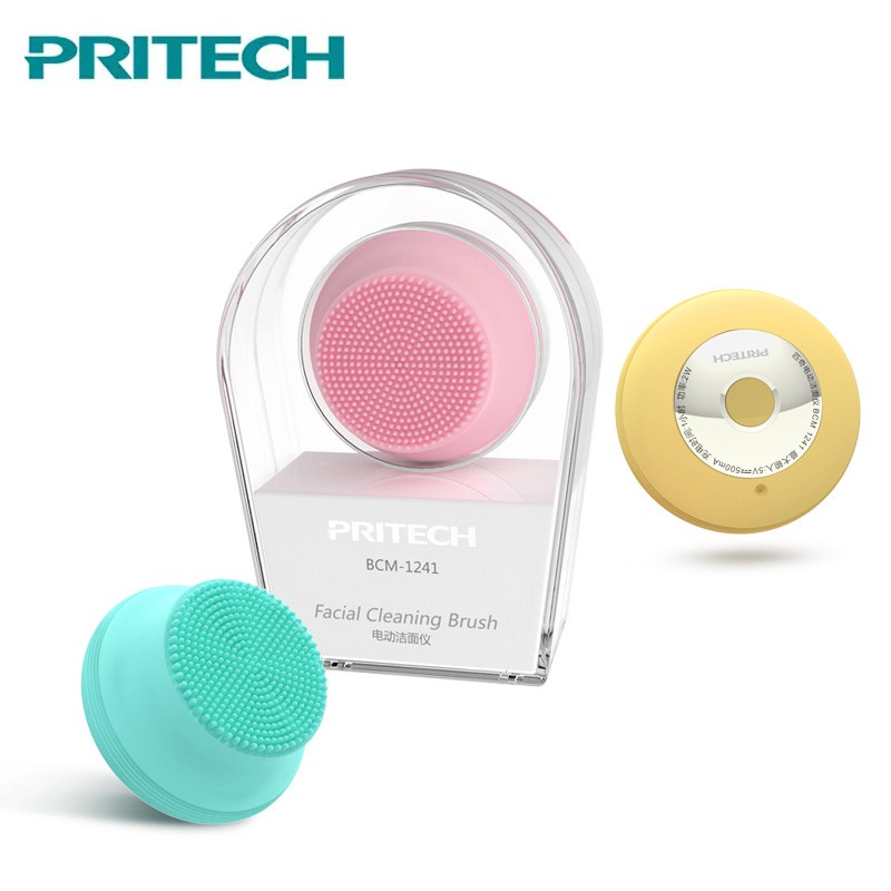 [Hàng mới về] Máy rửa mặt Pritech có thể vệ sinh dùng cọ silicon tiện dụng