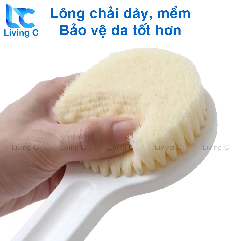 Bàn chải chà lưng cán dài Living C, cọ chà lưng cao cấp xuất Nhật lông siêu mềm _CLN