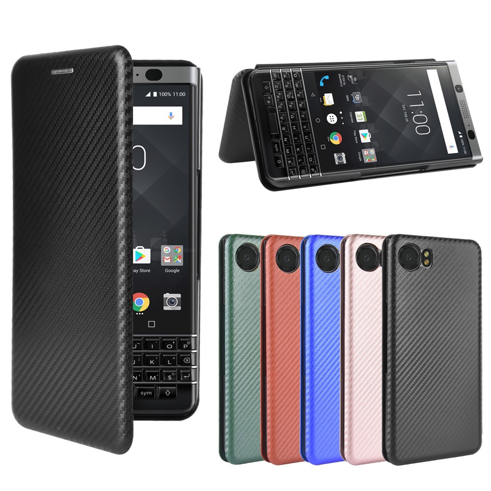 Bao Da Điện Thoại Nắp Lật Từ Tính Họa Tiết Sợi Carbon Sang Trọng Cho Blackberry Keyone Dtek70 Bbb100-2