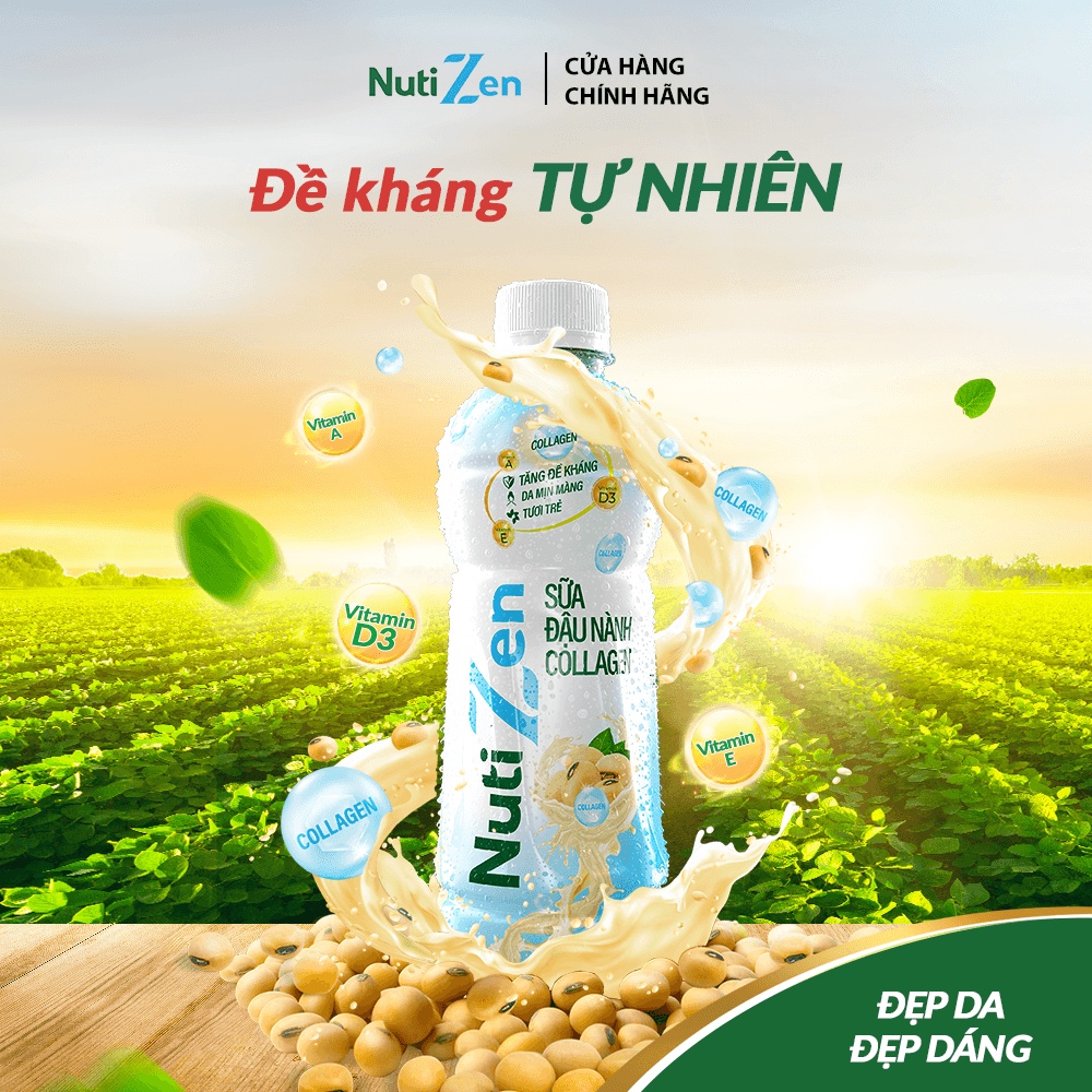 Lốc 6 chai Sữa Đậu Nành Collagen Nutizen 290ml/chai