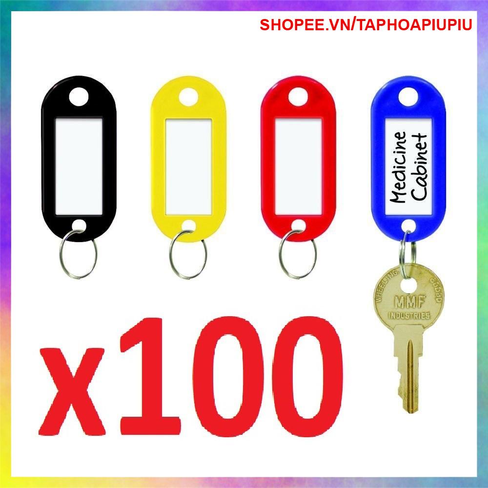 COMBO 100 móc khóa thẻ ghi chú hành lý, đánh dấu chìa khóa, thẻ tên name tag ghi nhớ thông tin (10 màu)