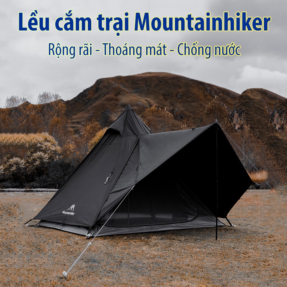 Lều cắm trại kim tự tháp Mountainhiker cao cấp 2 lớp có mái che Lều cắm trại dã ngoại dành cho 4 – 6 người HB88
