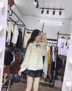 Áo tơ bèo cổ nơ
