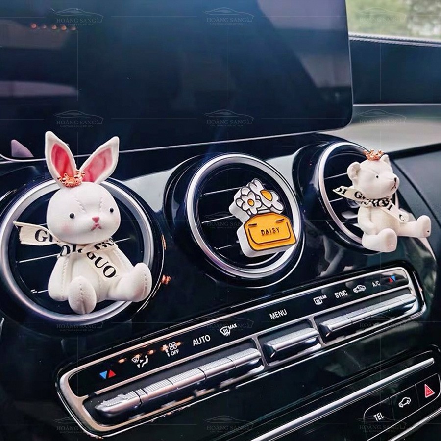 Nước hoa ô tô kẹp cửa gió cao cấp Bunny, The Dog, nước hoa trang trí gắn cửa gió điều hòa xe hơi tặng kèm tinh dầu thơm